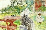 Carl Larsson sommardag karin och brita i tradgarden-sommartid Spain oil painting artist